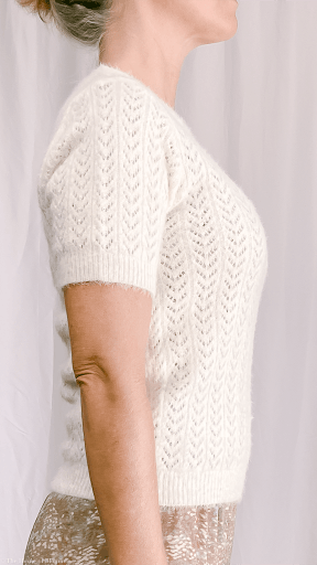 Elbow Sleeve Pointelle Stitch Sweater