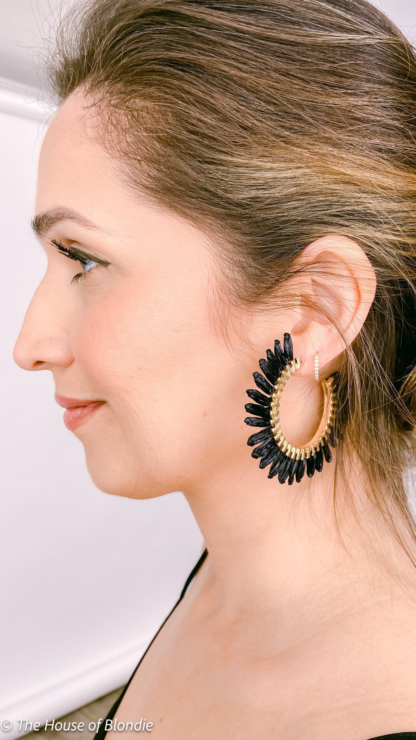 Black and Gold Raffia Fringe Hoop Earrings by www.thehouseofblondie.com