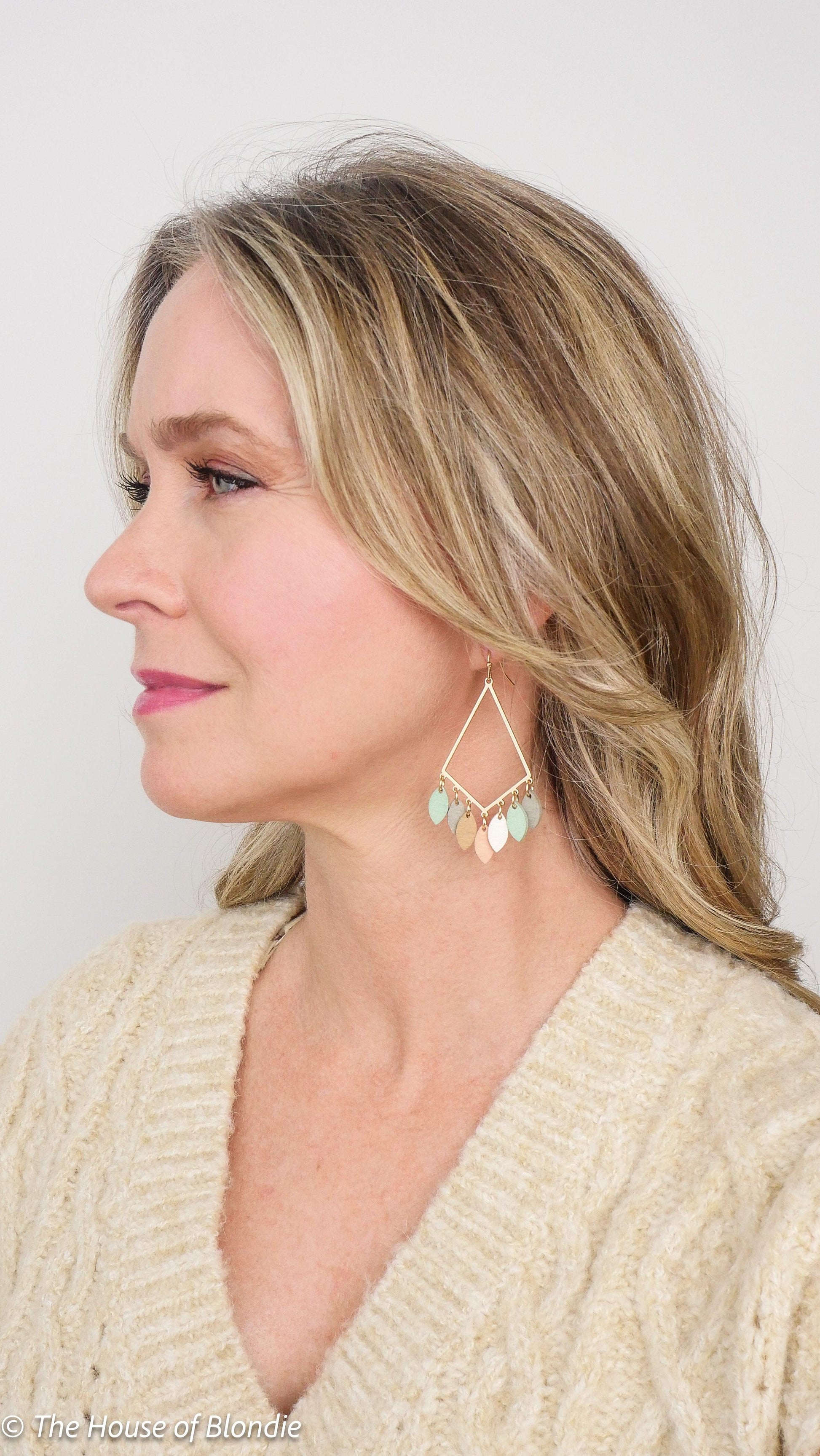 Diamond Shape Wood Leaf Drop Earrings by www.thehouseofblondie.com