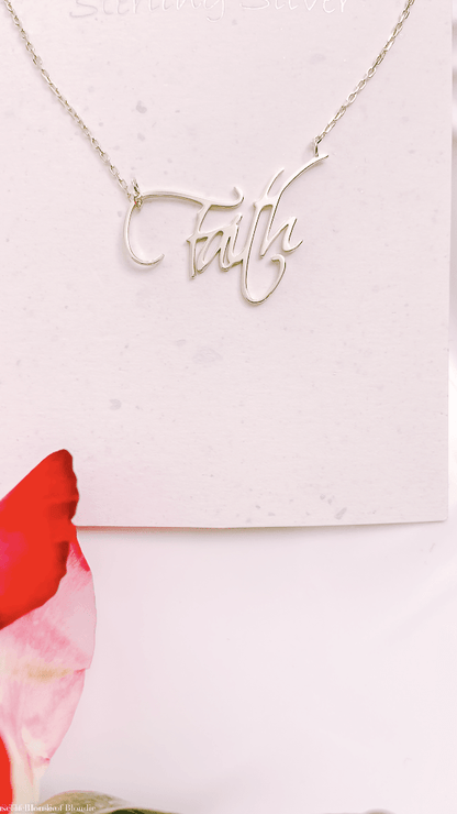 Handwritten Script "Faith" Charm Necklace by www.thehouseofblondie.com