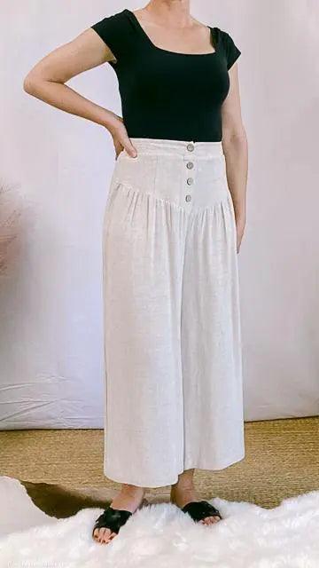 Laurel Cotton/Linen Wide-Leg Gaucho Pants by www.thehouseofblondie.com