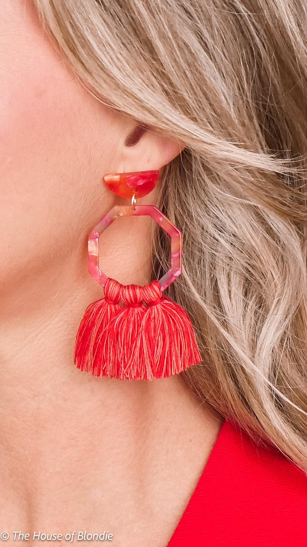 Red Fringe Boho Tassel Earrings by www.thehouseofblondie.com