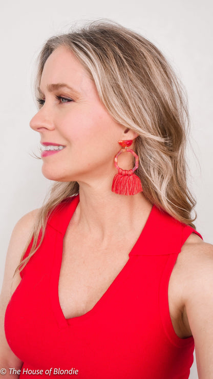 Red Fringe Boho Tassel Earrings by www.thehouseofblondie.com