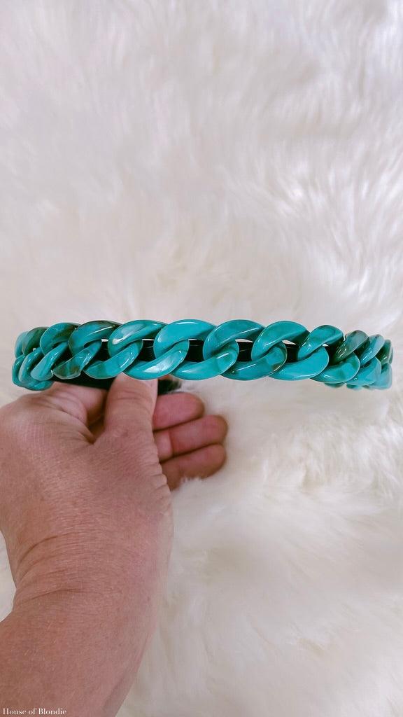 Teal Turquoise Chain Headband by www.thehouseofblondie.com